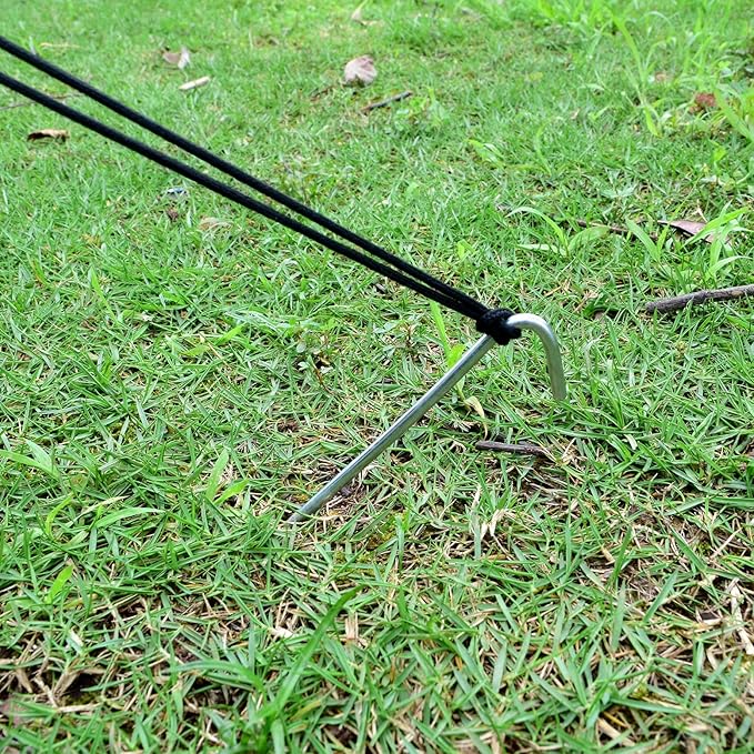 9 Inch Tent Stake Yard Inflatable Stakes Metal Tent Pegs Heavy Duty Ground Stake Fence Hooks Camping Spikes for Canopies, Tarp and Outdoor Christmas Decorations (60)