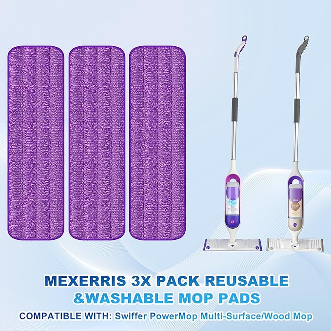Spray Mops for Hardwood Floor Cleaning: MEXERRIS Wet Mops with 2 Refillable Bottles - Floor Mop with 3 Washable Pads for Swiffer Powermop - Home Commercial Dust Mop for Wood Laminate Ceramic Tiles