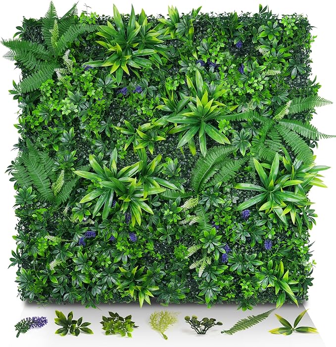 Artificial Grass Wall Panels, 20"x20" 16pcs Hedge Grass Backdrop, UV-Anti Fake Greenery Plant Boxwood Panels, Green Wall Decor for Outdoor Indoor Patio Garden Backyard