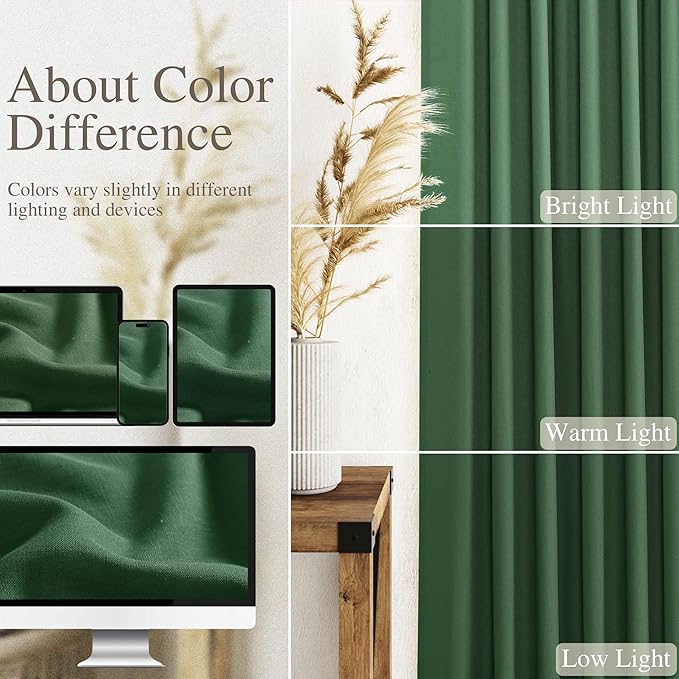 Nanspring Green Linen Curtains for Living Room 2 Panels Set Extra Long Back Tab Light Filtering Semi Sheer Curtain Drapes for Bedroom Neutral Farmhouse Ceiling to Floor for Large Window 52x100