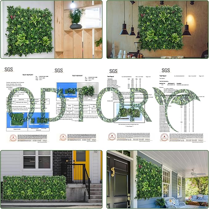 Artificial Boxwood Panels: 20"x20" 12P UV-Anti Fake Grass Ivy Privacy Hedge Greenery Backdrop Fence Wall Screen for Garden Fence Covering Privacy, Outdoor Indoor Home Decor