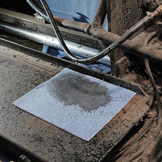 PIG Super Absorbent Mat Pads | 100 Oil Spill Mats | 15" x 19" Perforated Pads | Each Pad Absorbs 43 oz | Total Absorbency is 34 Gallons | Heavyweight | PM50242