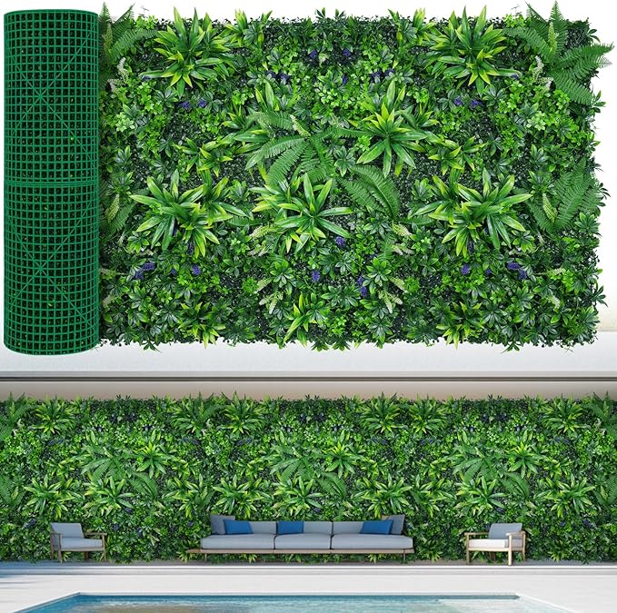Grass Wall Panels, 40"x120"(33.33 SQFT) Hedge Boxwood Roll Backdrop with UV-Resistant, Fake Greenery Plant Decor for Outdoor Indoor Patio Garden Backyard