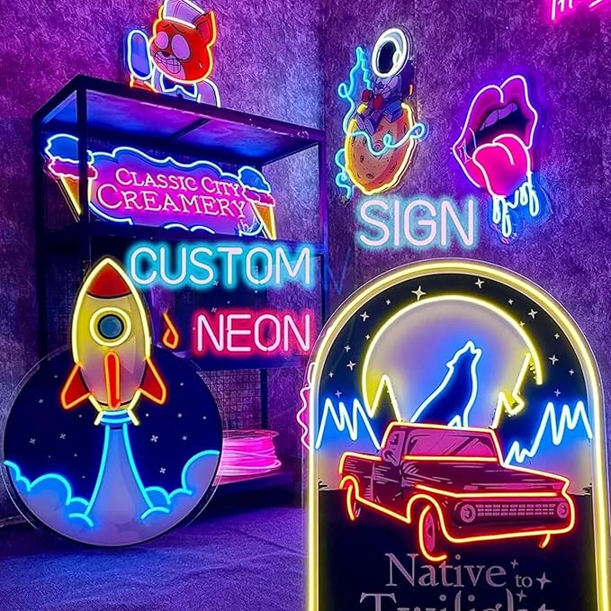 Custom Logo UV Printed LED Neon Sign For Wall Decor,Personalized Bussiness Light for Bar Salon Party Office Wall Birthday Wedding