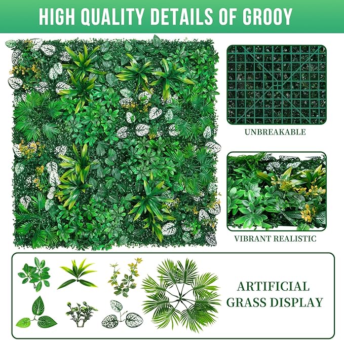 Artificial Hedge Grass Wall, Boxwood Panels 20"x20"(8pcs), Greenery Wall Backdrop, UV Protected Privacy Fence Screen, Green Wall Decor for Outdoor Indoor Wedding Décor