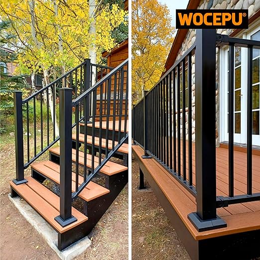 4pcs 3"x3" (Actual: 3"x3") Aluminum Deck Post Base Cover, for Railings, Stairs, Patios, Porches, Split Deck Post Skirt (Black)
