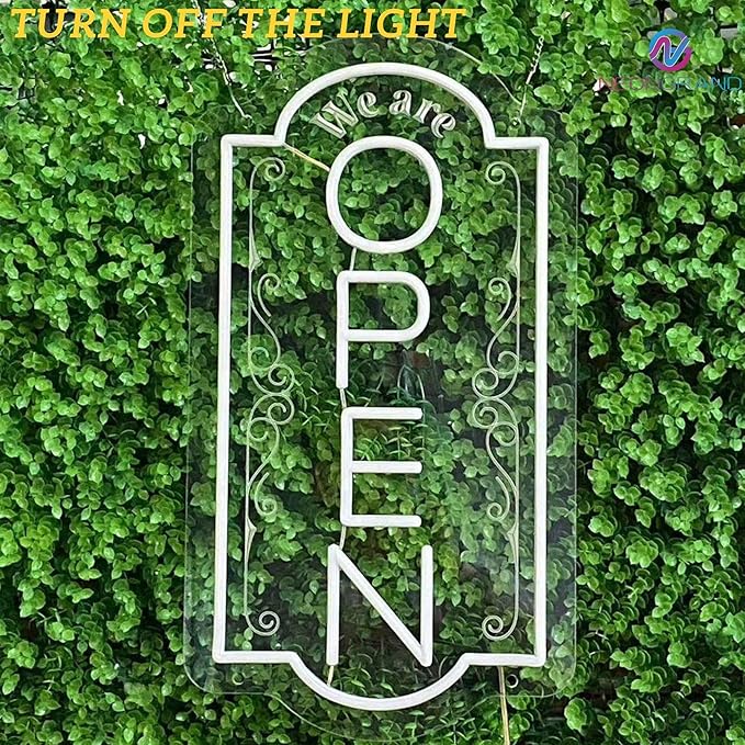Vertical open sign Vertical Open Led Sign Neon Sign business window light vertical open signs for business (Multi color LARGE SIZE 35x19")