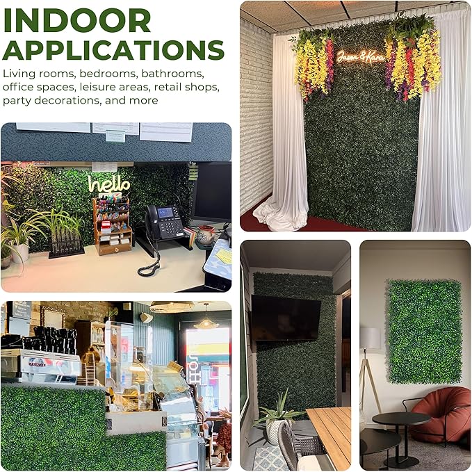 Artificial Boxwood Roll Panels: 60"x128" (53.5 sqft) UV-Anti Faux Hedge Privacy Screen - 4-Layer Fake Greenery Ivy Vine Grass Wall for Garden, Patio, and Balcony Backdrop Decoration