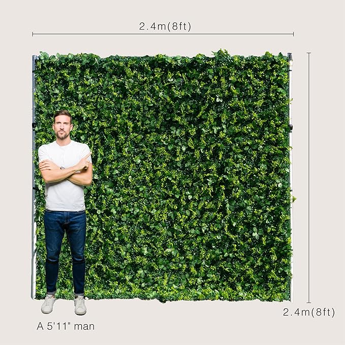 Artificial Luxury‌ Flower Wall Backdrop, Gorgeous 3D Silk Floral Backdrop for Wedding, Baby Shower, Party and Home Decor, Quick Assembly/Storage, Both Eco ＆ Pet Friendly, 4 Panels, 8 * 8 ft.