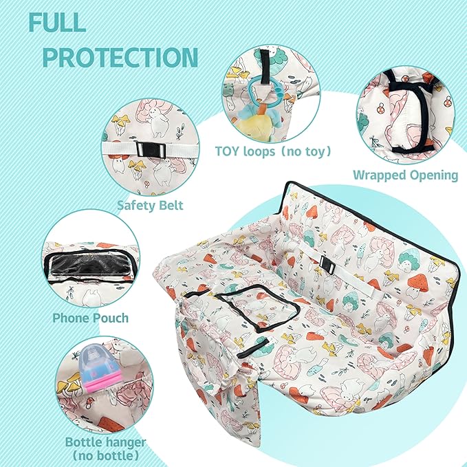 Shopping Cart Cover for Baby,2-in-1 High Chair Cover with Portable Cloth Bag,Cart Seat Pad for Babies Grocery Cushion Cover Restaurant,Suitable for All Supermarkets
