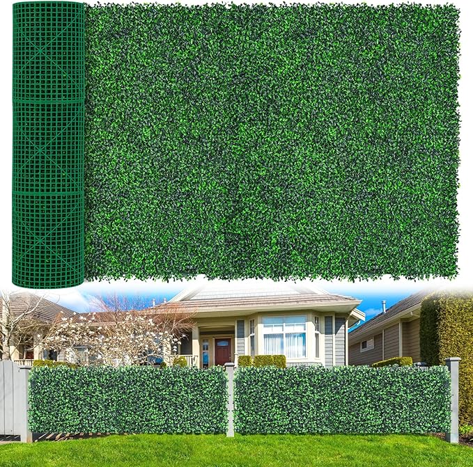 Boxwood Roll Panels, 48"x140" Artificial Ivy Privacy Fence Screen, UV-Anti Faux Boxwood Roll Grass Wall Panels for Garden Patio Balcony Privacy