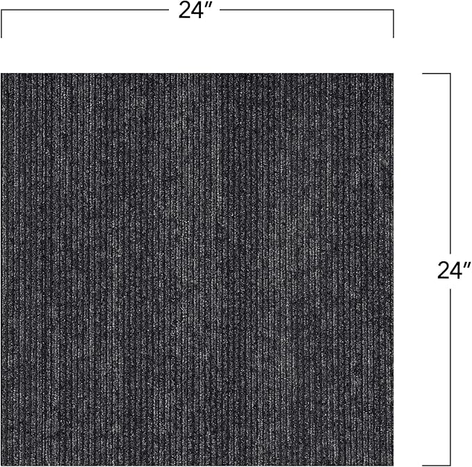 Mohawk Elite 24" x 24" Berber (Loop pile), 0.08" Pile Height, Carpet Tile, Nylon Fiber, Ebony Color, (1 Tile)