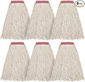 Matthew Cleaning 16oz 6Pack Cotton Floor Mop,Cotton Looped-Open String Heavy Duty String Refills, Universal Headband Blend ,Mop Head Replacement for Home, Industrial and Commercial Use(White)