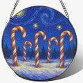 8-Inch Starry Night Stained Glass Ornament, Stained Glass Window Hanging, Window Hanging Decor Suncatcher – Gifts for Christmas Lovers, Friends, Family, Coworkers | Holiday Decorators