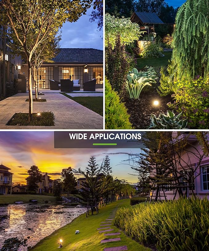 L LOHAS LED Landscape Lighting Outdoor, Spotlights for Yard Pathway Garden IP66 Waterproof, Dusk to Dawn Light Sensor, 120V 5W 450LM Yard Flood Light with 3-Plug, 3000K Warm White, UL Listed, 4Pack