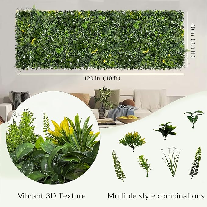 Artificial Grass Wall Boxwood Roll: 40"x120" UV Resistant Green Leaves Faux for Interior Wall Backdrop,Garden and Indoor Outdoor Wall&Fence Covering Privacy, Party Wall Fence Decor