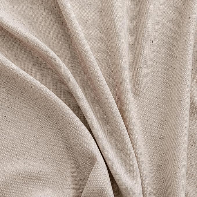 MIULEE Non-See-Through Privacy Linen Curtains 2 Panels, Light Filtering Window Curtains Farn House Textured Back Tab Semi Sheer Drapes for Bedroom Living Room, 52 x 108 Inches Long, Burlywood
