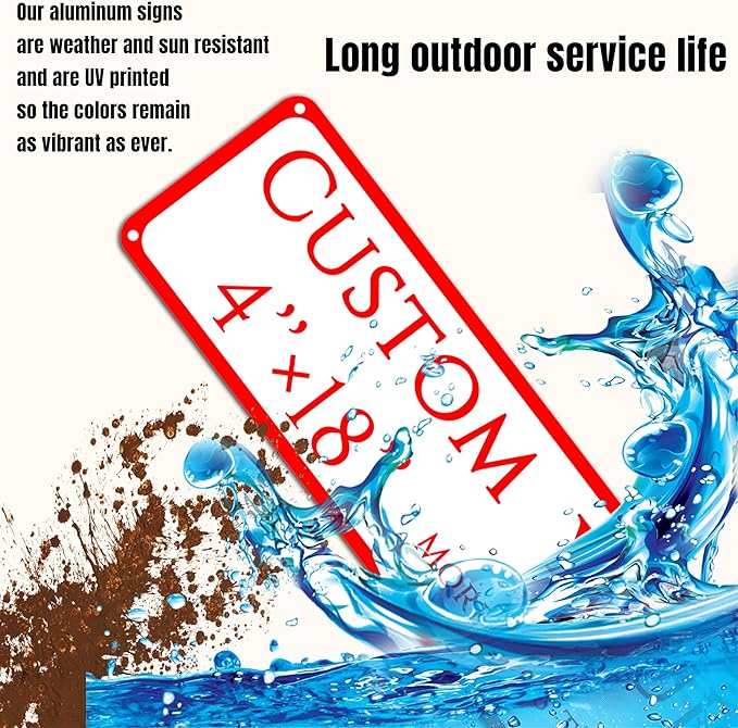 Custom Sign, Custom Indoor/Outdoor Decorative Sign，Aluminum Weatherproof Metal Sign Multiple Sizes,custom wedding sign，Reflective， Customize for Office, Business, Workplace, Home, Delivery Signs(4*18 Inch)