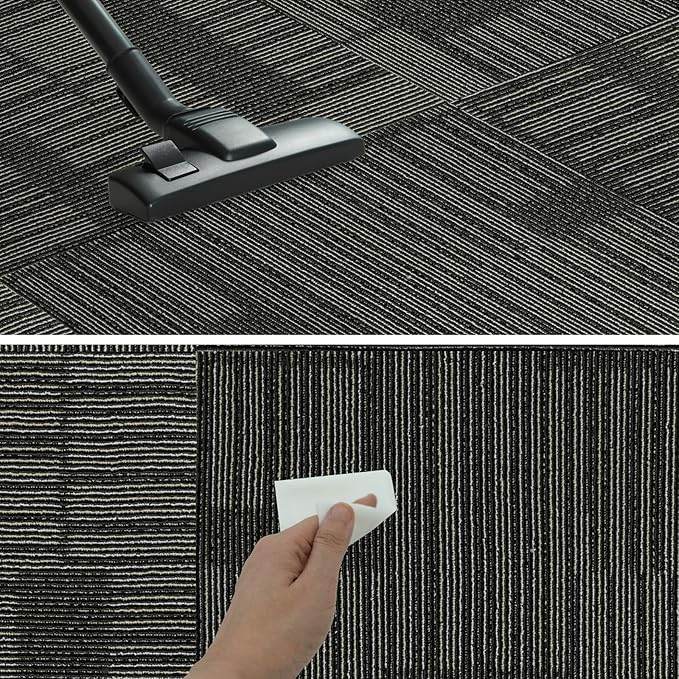 24" x 24" Self-Adhesive Carpet Tiles, 10 Pack Peel and Stick Carpet Squares for Indoor Flooring, Non-Slip Squares Carpet Floor Tile for Basement, Bedroom, Office, Easy DIY Installation