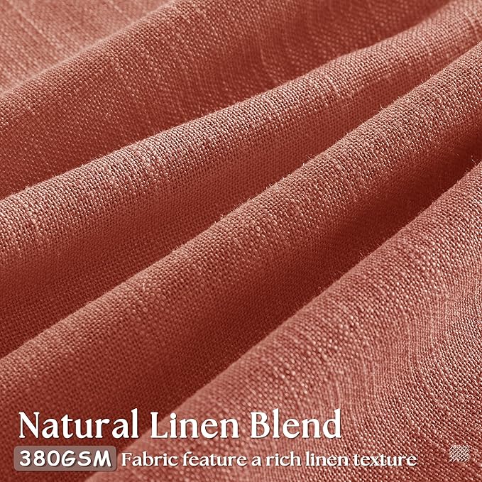 Extra Long Terracotta Linen Curtains 120 Inches Long Red Clay Farmhouse Rustic Curtain Light Filtering Semi Sheer Back Tab Pinch Pleat Curtain for Tall Ceiling Living Room 2 Panels Autumn Fall Decor