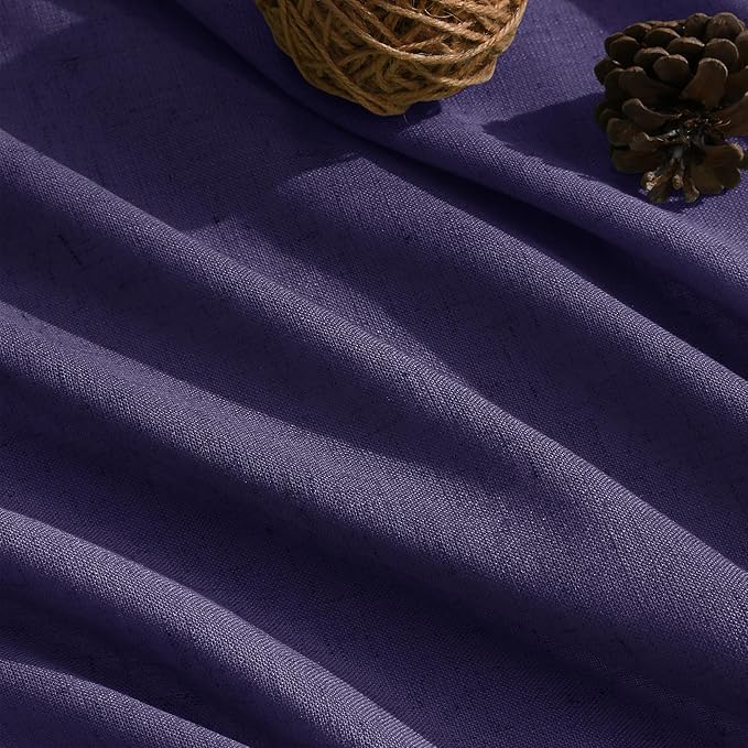 Purple Linen Curtains 72 Inch Long for Living Room Bedroom Lightweight Door Drapes 2 Panels Set, Semi Sheer Light Filtering Back Tab or Rod Pocket Curtain,52x72