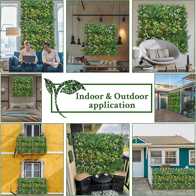 Artificial Grass Boxwood Hedges Wall Panels: 40" x 120" (33.5 sqft) UV-Anti Faux Greenery Fake Ivy Leaves Privacy Fence Screen Backdrop for Garden Covering Privacy, Outdoor Indoor Decor