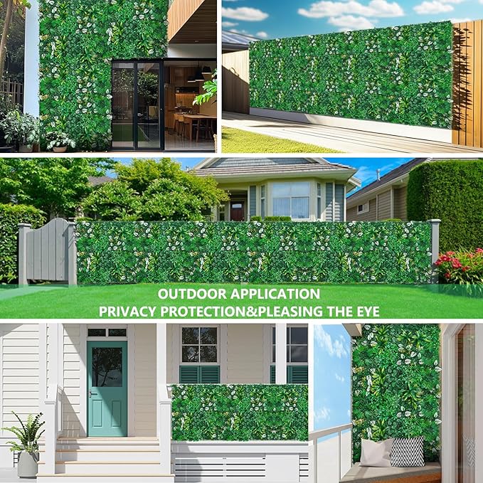 Artificial Hedge Grass Wall, Boxwood Panels 20"x20"(16pcs), Greenery Wall Backdrop, UV Protected Privacy Fence Screen, Green Wall Decor for Outdoor Indoor Wedding Décor