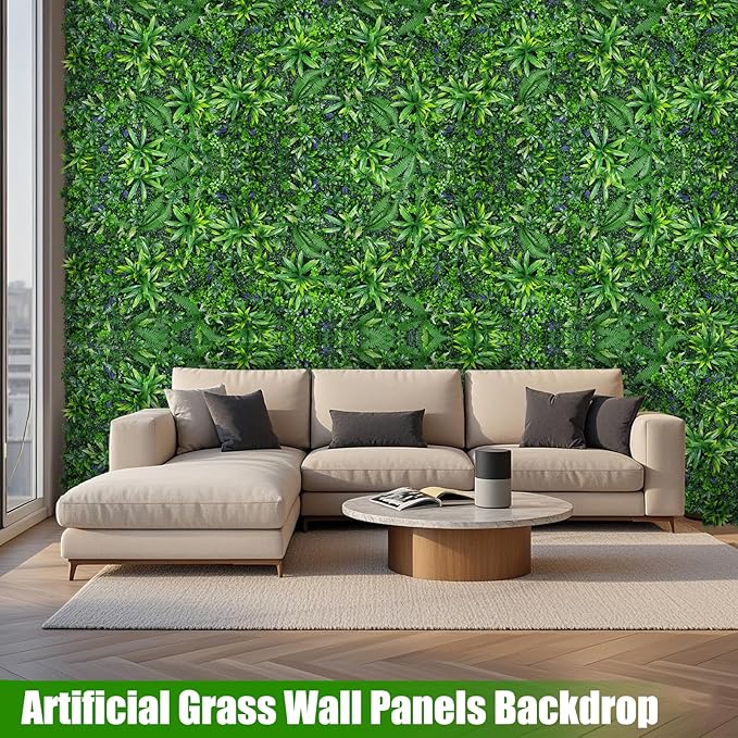 Artificial Grass Wall Panels, 20"x20" 6pcs Hedge Grass Backdrop, UV-Anti Fake Greenery Plant Boxwood Panels, Green Wall Decor for Outdoor Indoor Patio Garden Backyard