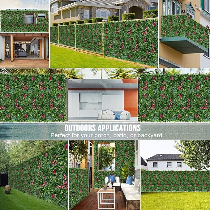 Boxwood Roll Panels, Grass Wall 20"x20"(16PCS), Grass Backdrop, Privacy Screen, Sun Protected Green Wall Decor for Outdoor, Indoor, Garden, Backyard and Décor