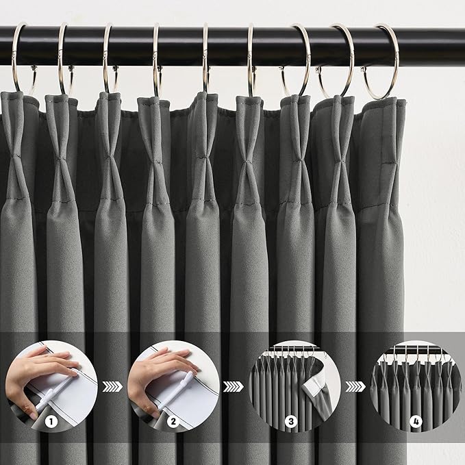 KEQIAOSUOCAI Blackout Sliding Glass Door Curtains 102 Inch Long,Thermal Insulated Black Out Wide Draperies for Bedroom/Living Room 80 x 102 Inch Long 80 x 102