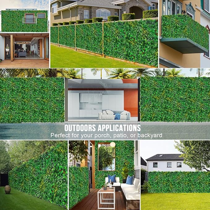 Grass Wall, Artificial Tropical Boxwood Panels 20"x20"(12pcs), Privacy Hedge Fence Screen with UV Protection, Greenery Backdrop for Indoor Home Wedding Decor and Outdoor Patio Backyard