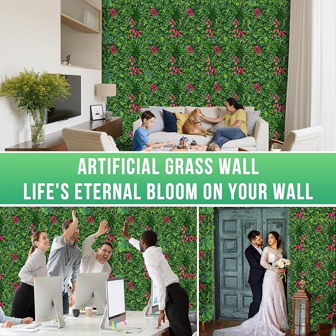 Boxwood Roll Panels, Grass Wall 20"x20"(6PCS), Grass Backdrop, Privacy Screen, Sun Protected Green Wall Decor for Outdoor, Indoor, Garden, Backyard and Décor