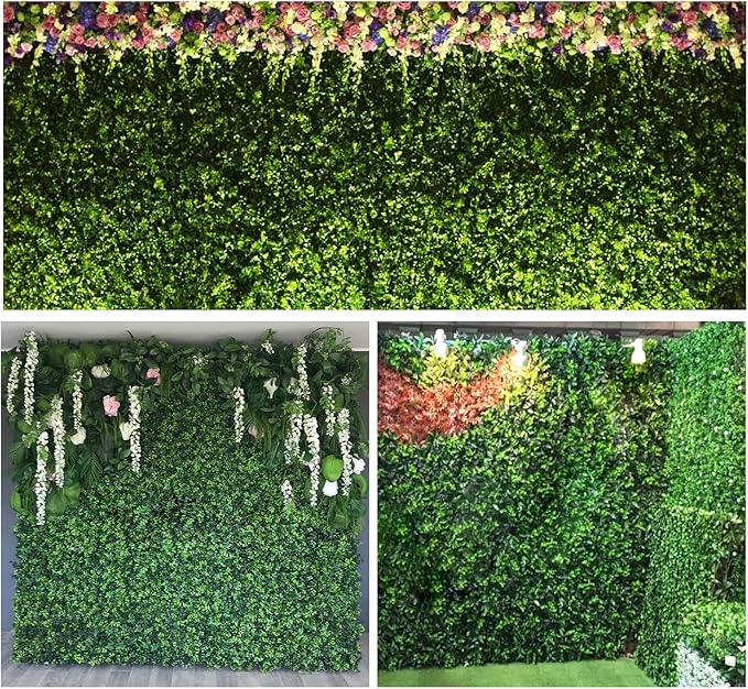 Boshen Artifical Grass Wall Backdrop 6PCS 10"x10" Boxwood Panels Grass Boxwood Hedge Wall Panels Greenery UV Protected Artificial Grass Wall Decor for Party Wedding Backyard Indoor Outdoor
