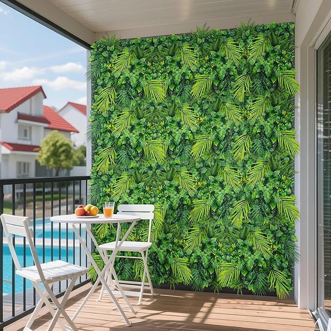 20"X20" Artificial Grass Wall, 12PCS Boxwood Hedge Panels UV-Protected Greenery Privacy Hedge Screen, Grass Backdrop Wall for Indoor Outdoor Patio Balcony, Party Garden Fence Decor