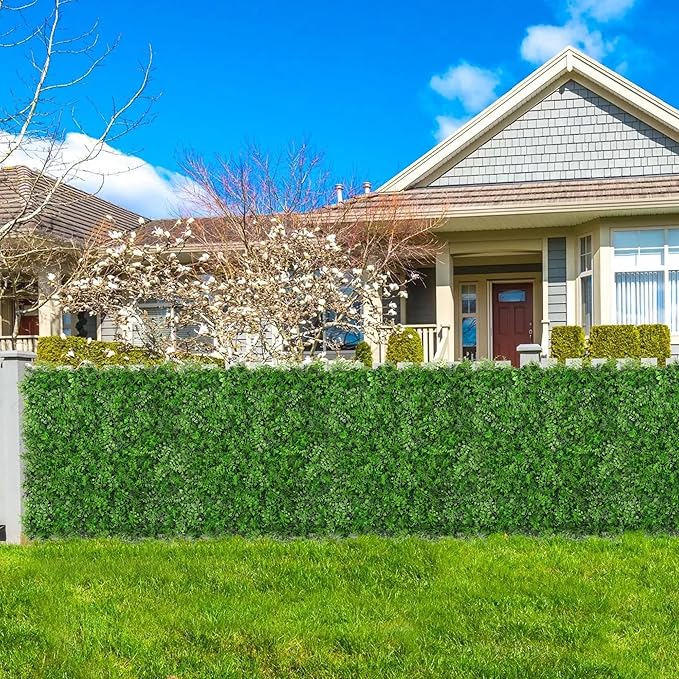 20"x20" Artificial Hedge Grass Wall, 6PCS Boxwood Panels, Greenery Backdrop Panles, UV Protected Privacy Fence Screen, Green Wall Decor for Outdoor Indoor Wedding Décor