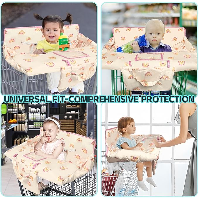 Shopping Cart Cover for Baby,2-in-1 High Chair Cover with Portable Cloth Bag,Cart Seat Pad for Babies Grocery Cushion Cover Restaurant,Suitable for All Supermarkets