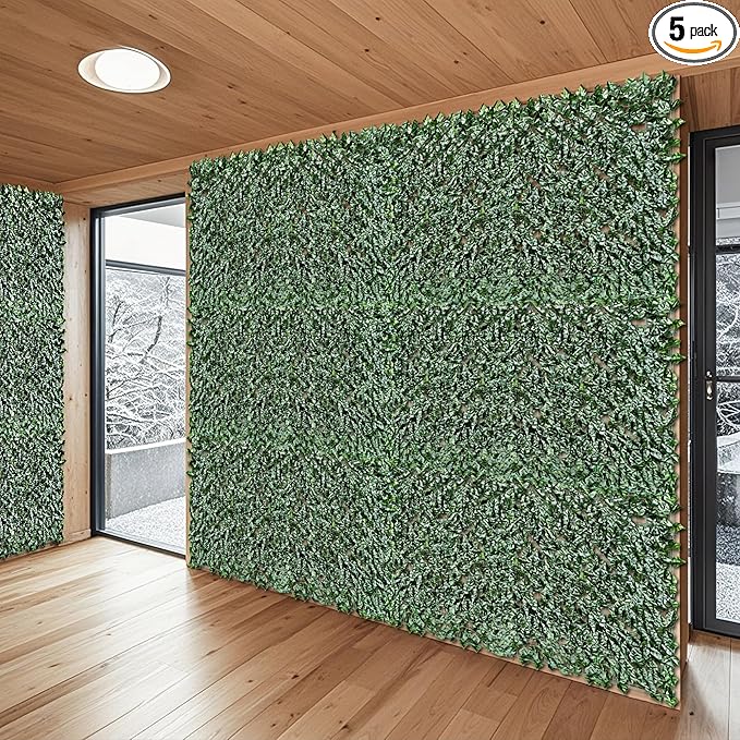 Patio Paradise 58"x196"-5Pc Faux Ivy Fence Privacy Screen Artificial Greenery Wall Backdrop,Fake Grass Wall Panels for Outside Apartment Balcony,Vine Leaf Decor for Outdoor Patio Chain Link