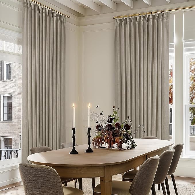Burlywood Taupe 84 Inches Long 70 Inch Wide Curtains for Living Room Light Filtering Semi Sheer Modern Farmhouse Pleated Curtain Back Tab for Patio Sliding Door Dining Room Large Window 1 Panel 70x84