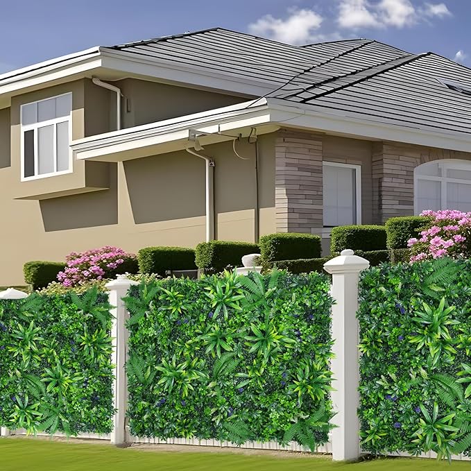 Artificial Boxwood Roll Panels, Grass Wall Panels 40"x120"(33.33 SQFT), Privacy Hedge Fence Screen with UV Protection, Fake Greenery Backdrop for Indoor Wedding and Outdoor Garden Backyard