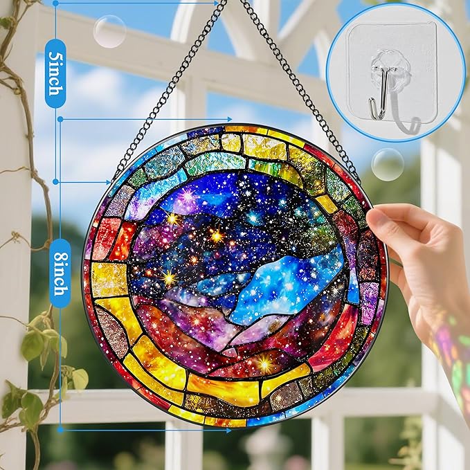 Space Milky Way Ornament, Stained Glass Suncatcher, Stained Glass Window Hanging & Decor, Galaxy Indoor Decor, Christmas Ornament, Gifts for Astronomy Lovers, Sci-Fi Fans, Christmas, Birthday