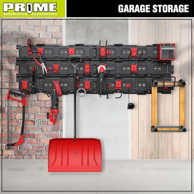 PR1ME 31 Inch Heavy Duty Garage Storage Wall Rails, 2 Pcs Wall Mount Organization Rails, Organization Tool Storage Utility Rack for Hooks