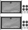 2 Layer Small Cargo Net,Cargo Storage Pocket Net, Mesh Elastic Pouch Organizer with Mounting Screws Hooks for Car,Rv, Trunk,Boats,SUV, Truck(2 Pack,15.8 x 9.8 Inch(40 x25cm)