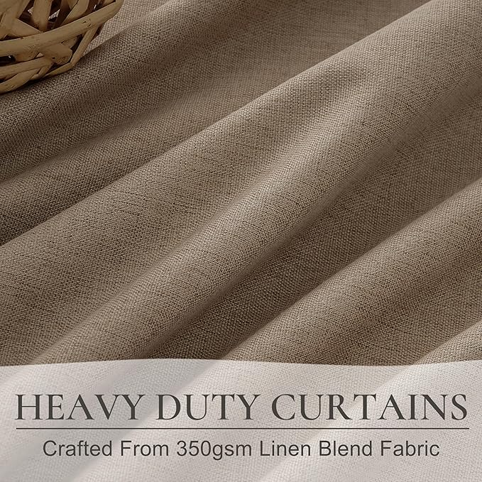 Rust Brown Short Small Window Room Darkening Curtains 54 Inches Long for Bedroom/Basement, Boho Linen Thermal&Soundproof Blackout Curtain Back Tab Pleated with Hooks Chocolate (50"Wx54L 2 Panels)