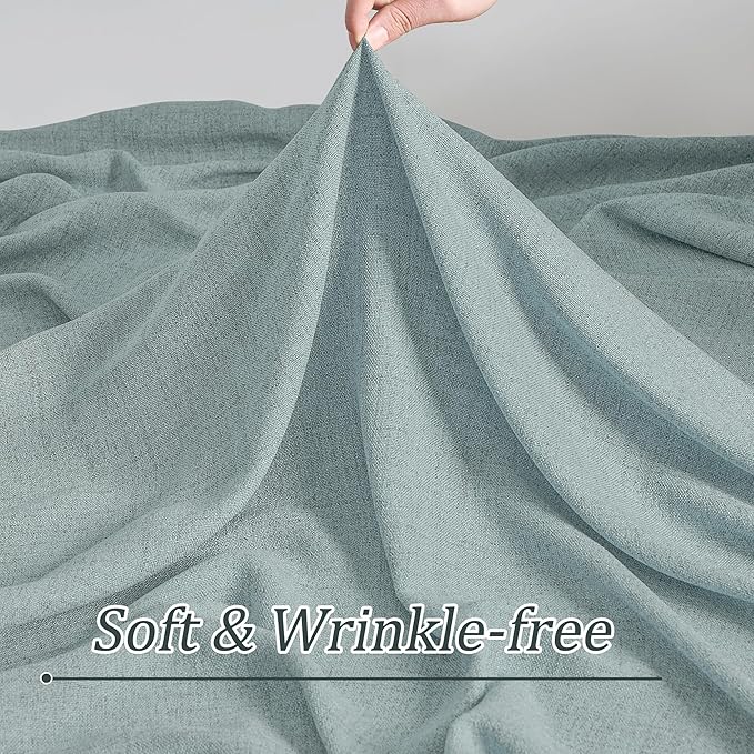 Light Blue Linen Pinch Pleat Curtains 96 Inches Long Pleated Semi Sheer Textured Drapes Hooks Back Tab Coastal Modern Light Filtering Curtain 2 Panels for Living Room Bedroom Office 42x96