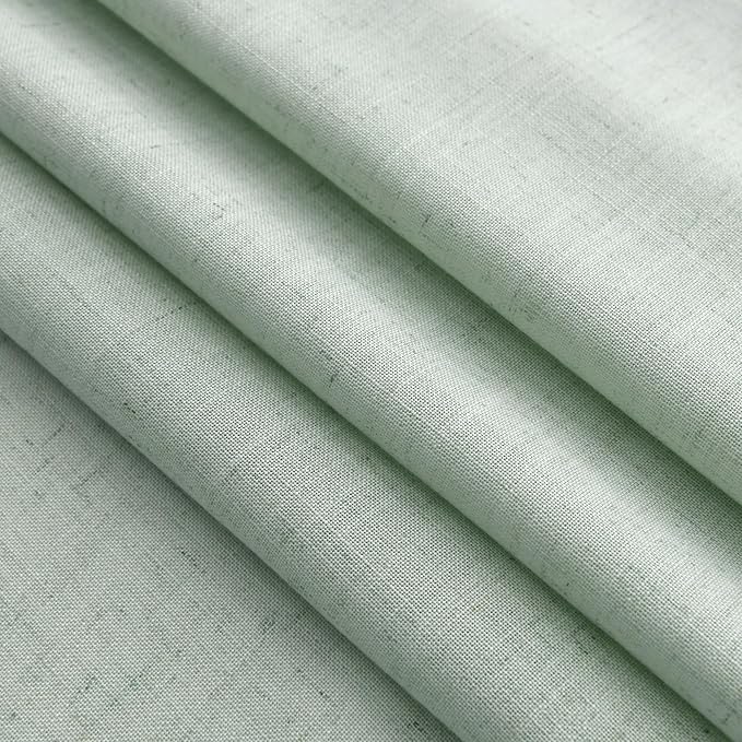 Aqua Green Linen Curtains 63 Inches Long 2 Panel Sets for Living Room Bedroom Rod Pocket Back Tab Light Filtering Drape for Kitchen Window Short Protect Privacy Curtain Modern Farmhouse Decor 52x63