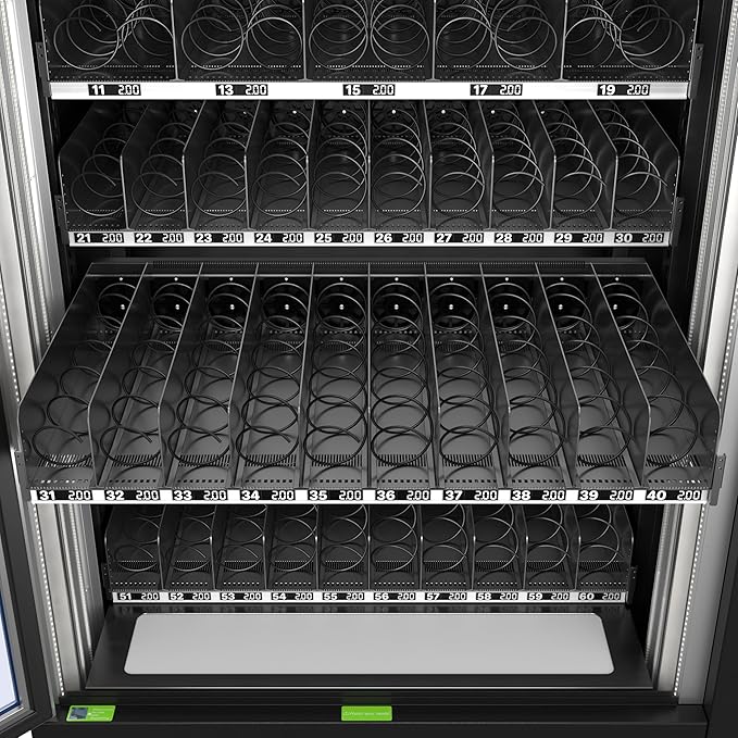 KoolMore Snack Vending Machine with 21.5 in. Touch Display, 66 Slots and Elevator-Lift Dispensing, Refrigerated, Bill, Coin and Credit Card Acceptor, Wifi, 4G Connectivity in Black (KM-VMRWT-66EBCR)