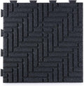 Playsafer Herringbone Rubber Interlocking Tiles | 16 X 16 | Easy Install for Indoor and Outdoor Use (Dark Gray, 4 Tiles)