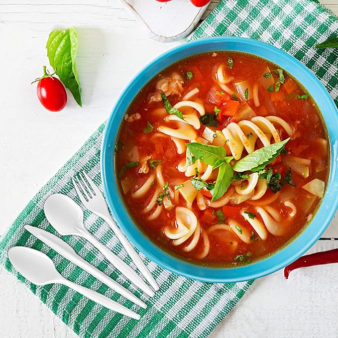 Plastic Teaspoons, Disposable Silverware cutlery, White, Bulk 1000 Count