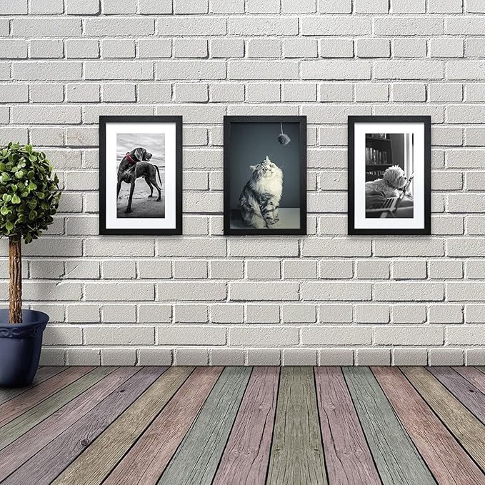 VCK Poster Frame 11x17 Black Set of 5,Solid Wood Picture Frame for Wall Mounting Hanging Art and Puzzles