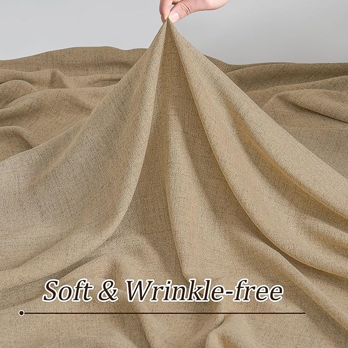 Dark Flax Pinch Pleated Linen Curtains 90 Inches Long Semi Sheer Memory Trained Ripple Fold Curtain with Hooks Back Tab Textured Light Filtering Drapes for Bedroom Living Room 42x90 Set of 2